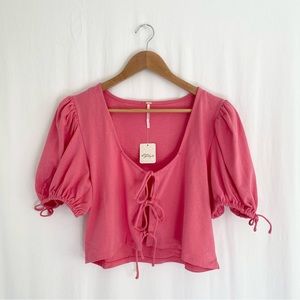NWT Free People Kitty Top, Velvet Rose, Size L